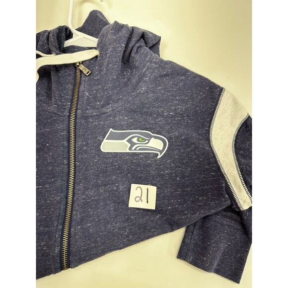 Nike NFL Womens Jacket Size Small Blue Zip Up Hooded Seattle Seahawks - Picture 13 of 13